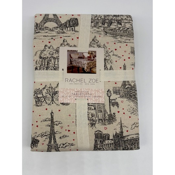 Rachel Zoe Other - Rachel Zoe Paris Pink Hearts Eiffel Tower Cafe Tablecloth 60x104 Valentine's Day